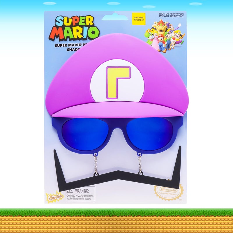 Sun-Staches Waluigi Sunglasses | Officially Licensed Nintendo Costume Accessory for Super Mario Fans | UV 400 | One Size Fits Most - Image 5